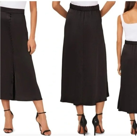 Halogen Maxi Skirt Black Silky Career Job Witchy Dark Fairy Whimsigoth Size XS - Picture 1 of 6